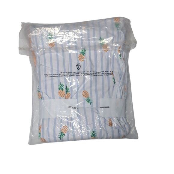 NWT Women’s Sonoma Pajama Set Medium Long – Orange Tee & Pineapple Print Pants - Picture 3 of 3